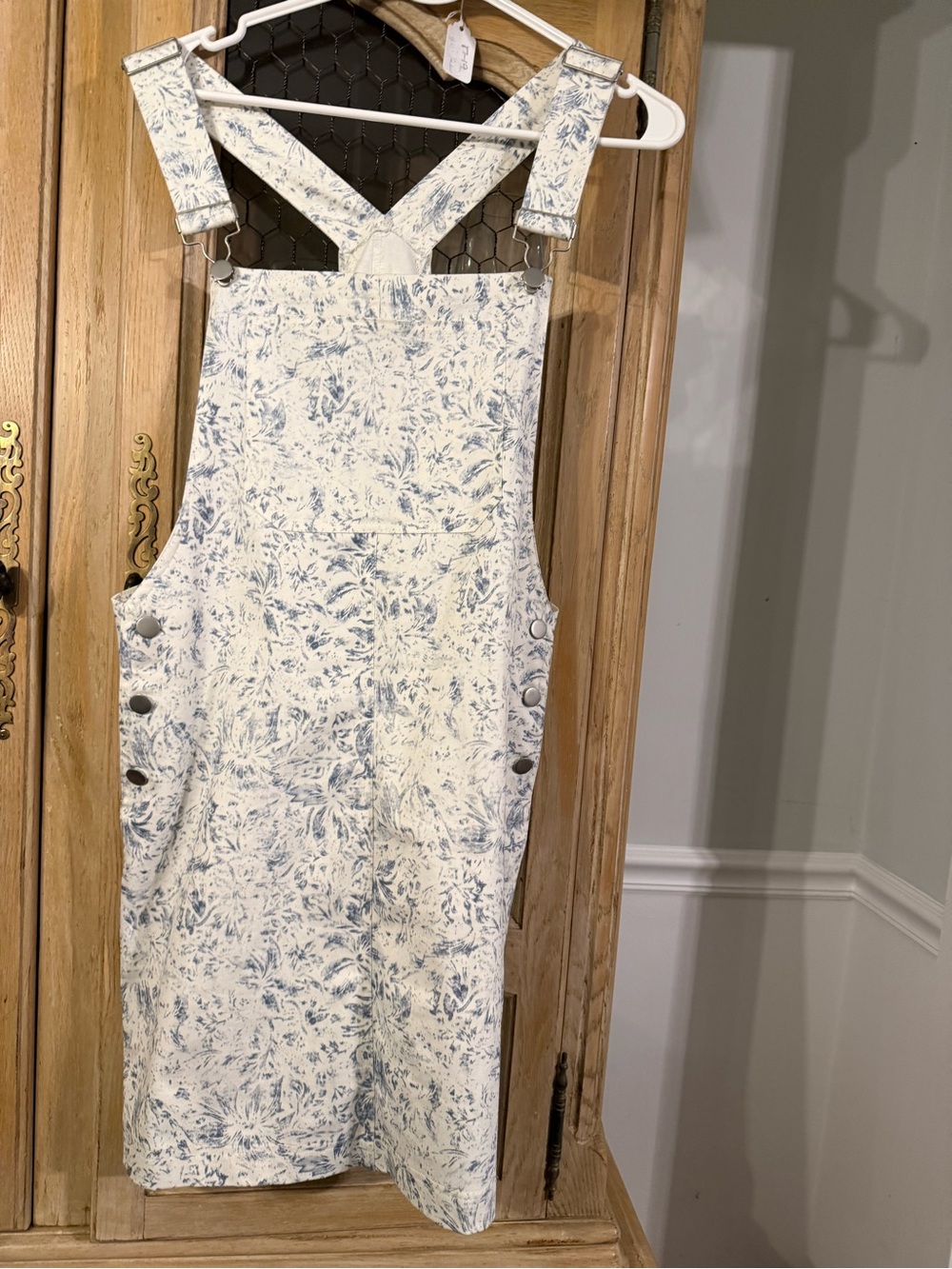 Polkadots & Moonbeams Cream Floral Pinafore - Light Blue Accents